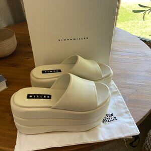 Simon Miller White Puffed Blackout Platform Clog Slide Sandal 39